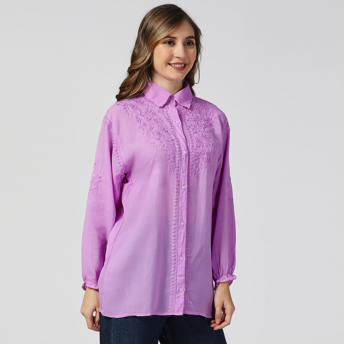 Jade Modal Chikankari Shirt