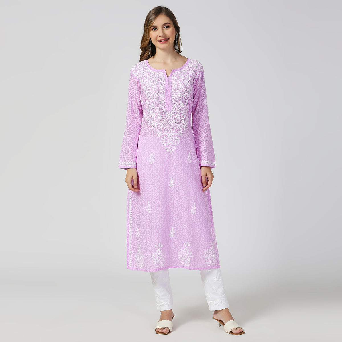 Aaina Brasso Chikankari Long Kurti