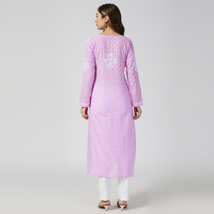 AAINA BRASSO CHIKANKARI LONG KURTI