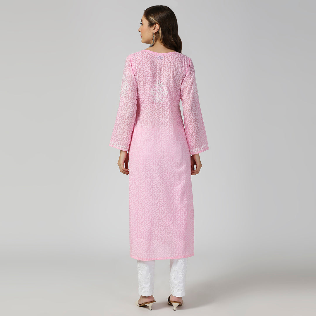 AAINA BRASSO CHIKANKARI LONG KURTI