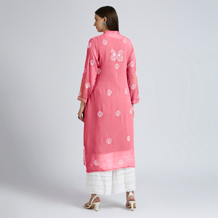 GEORGETTE CHIKANKARI LONG KURTI