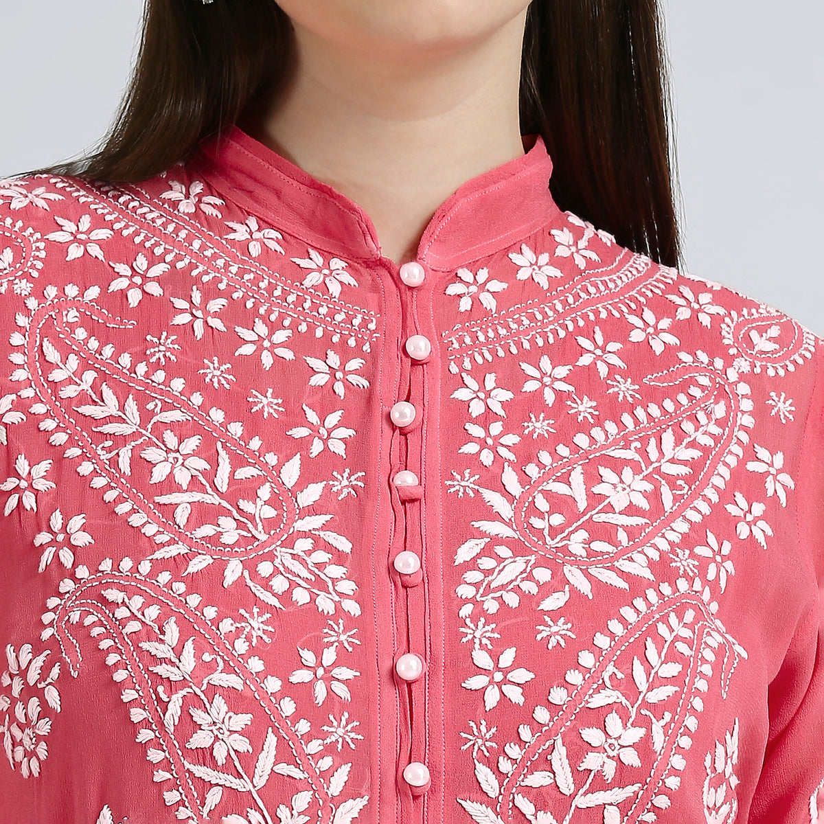 Noor Georgette Chikankari Long Kurti