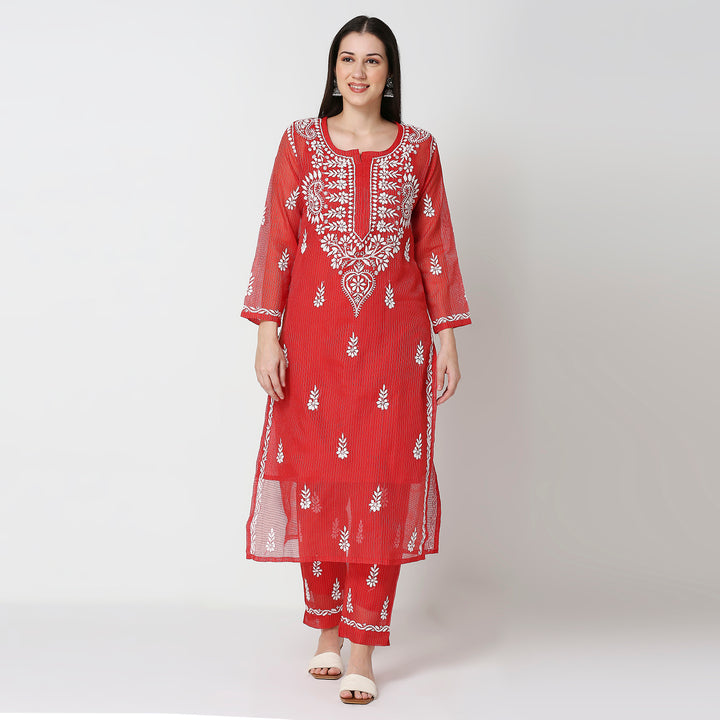 CHANDERI CHIKANKARI CO-ORD SET