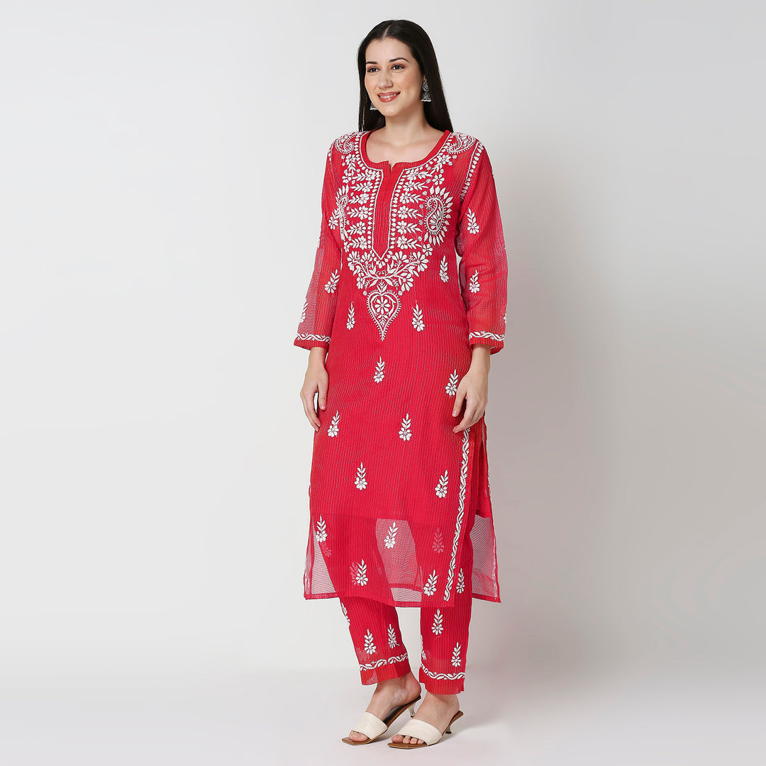 CHANDERI CHIKANKARI CO-ORD SET