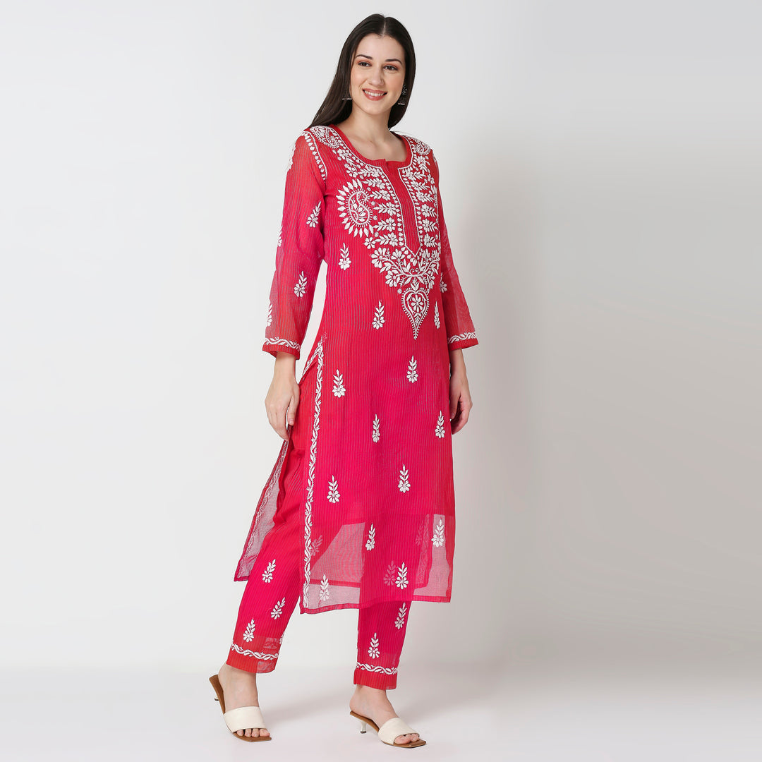 CHANDERI CHIKANKARI CO-ORD SET