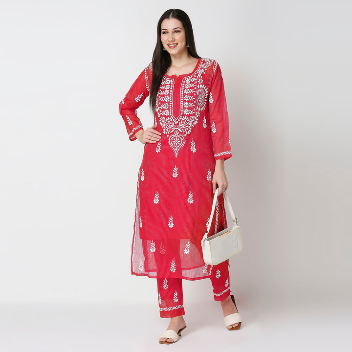 CHANDERI CHIKANKARI CO-ORD SET