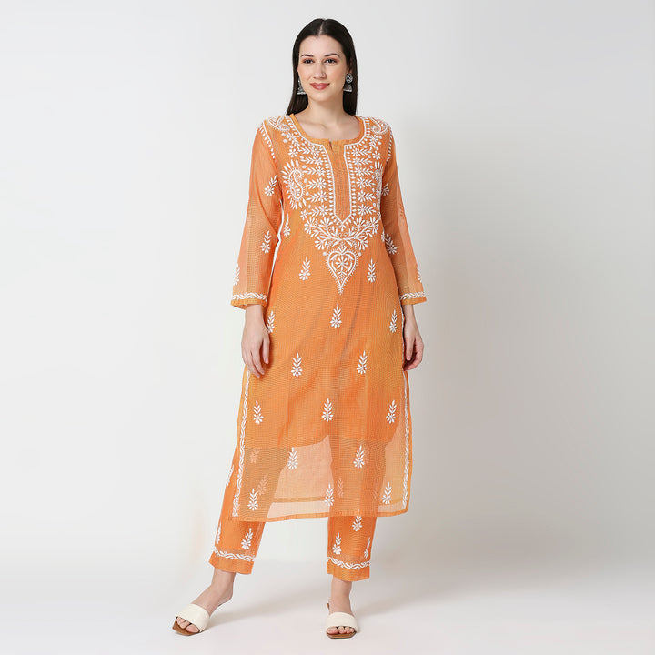 CHANDERI CHIKANKARI CO-ORD SET