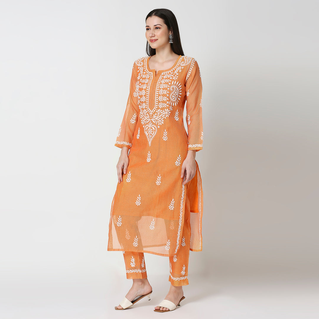 CHANDERI CHIKANKARI CO-ORD SET