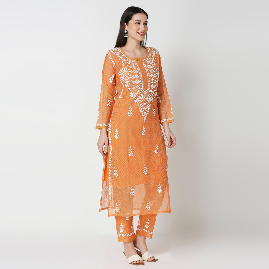 CHANDERI CHIKANKARI CO-ORD SET