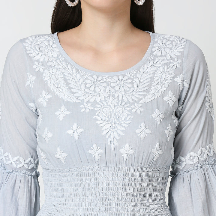 COTTON CHIKANKARI CROP TOP