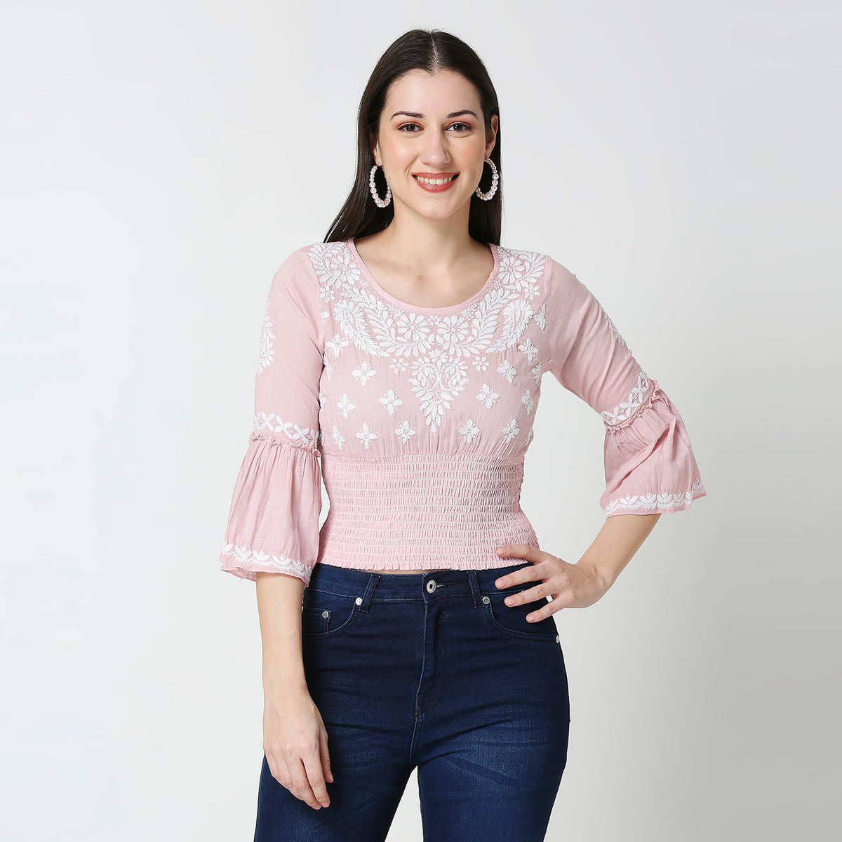 Cotton Chikankari Crop Top