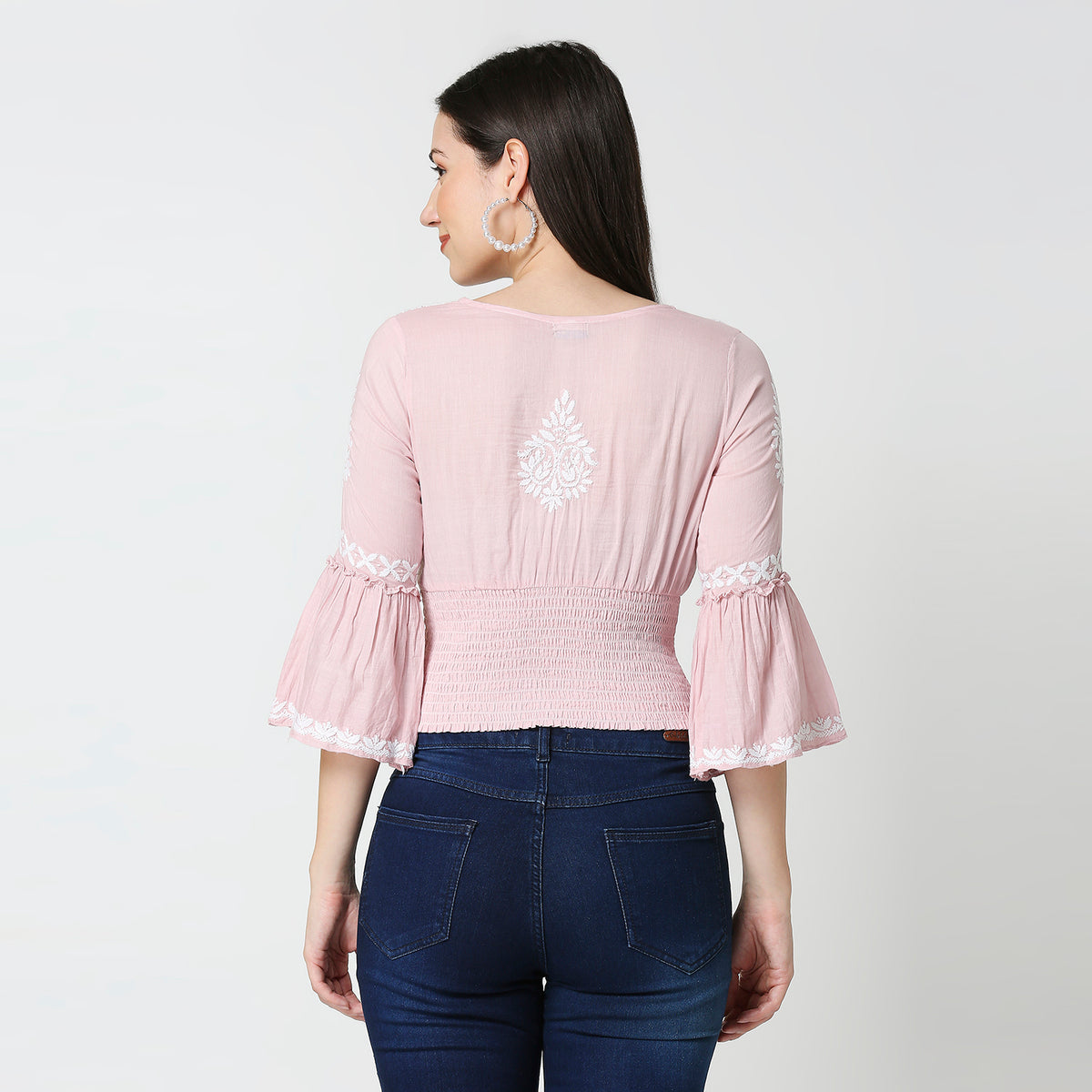 Cotton Chikankari Crop Top