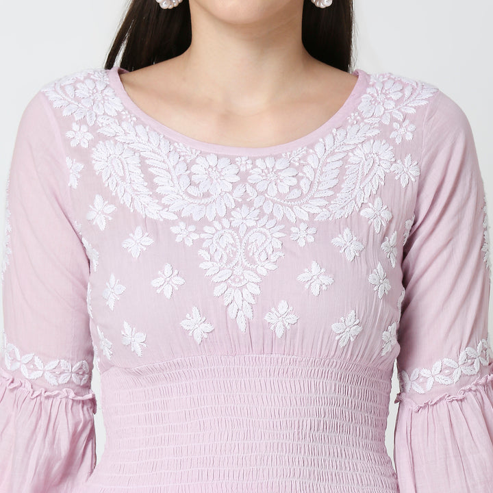 COTTON CHIKANKARI CROP TOP