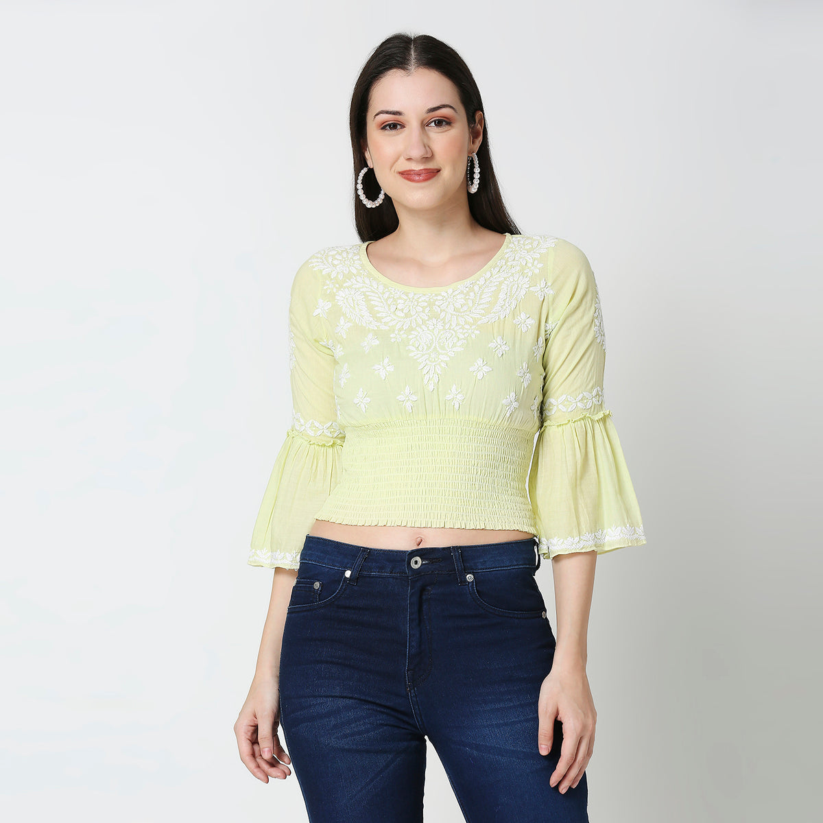 Cotton Chikankari Crop Top