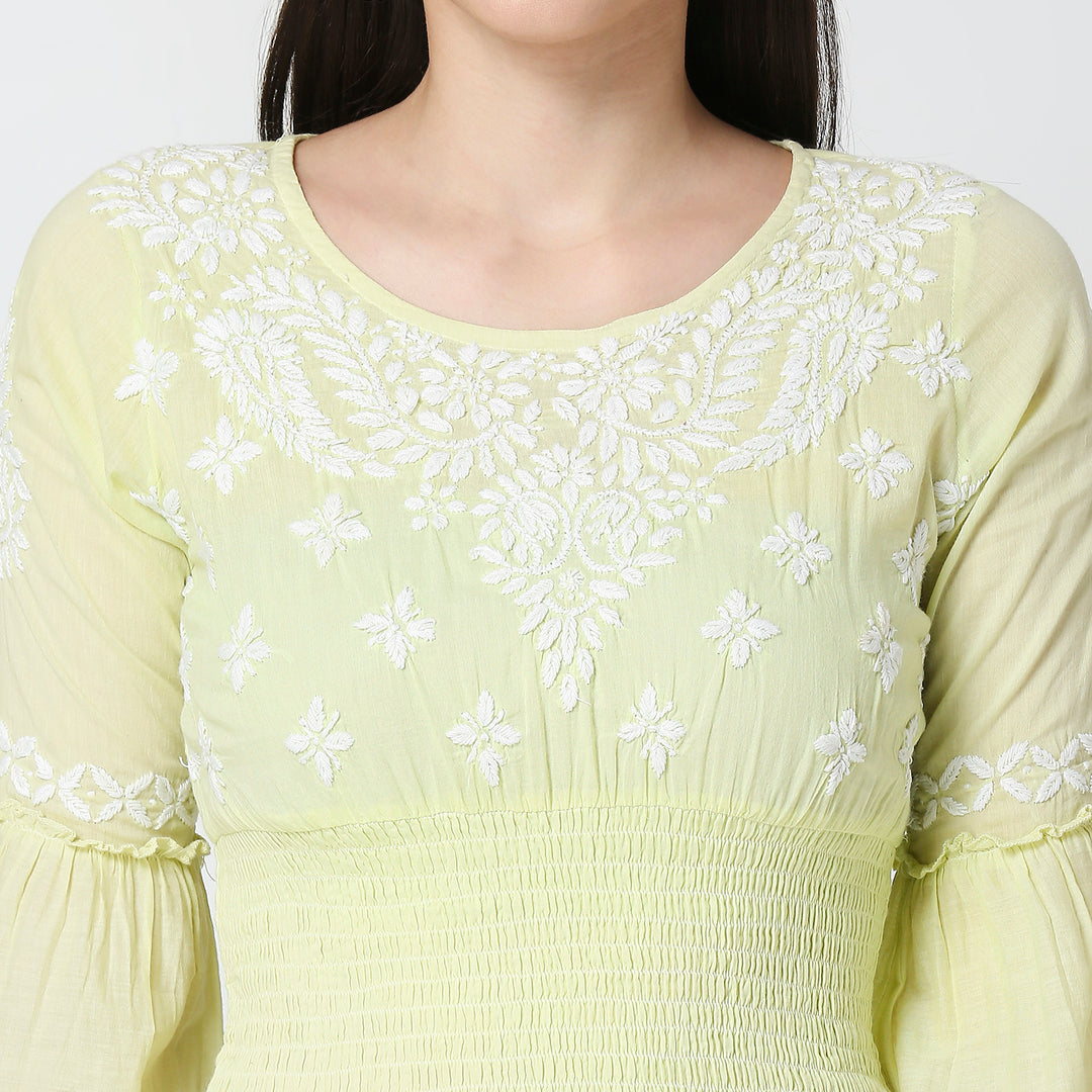 COTTON CHIKANKARI CROP TOP