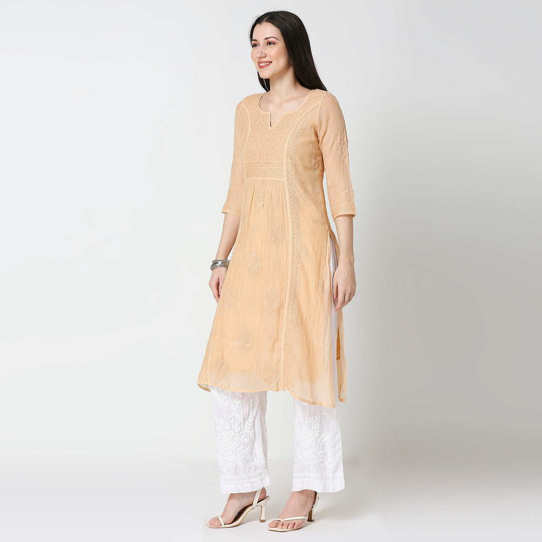 FALAK MUL CHANDERI LONG KURTI