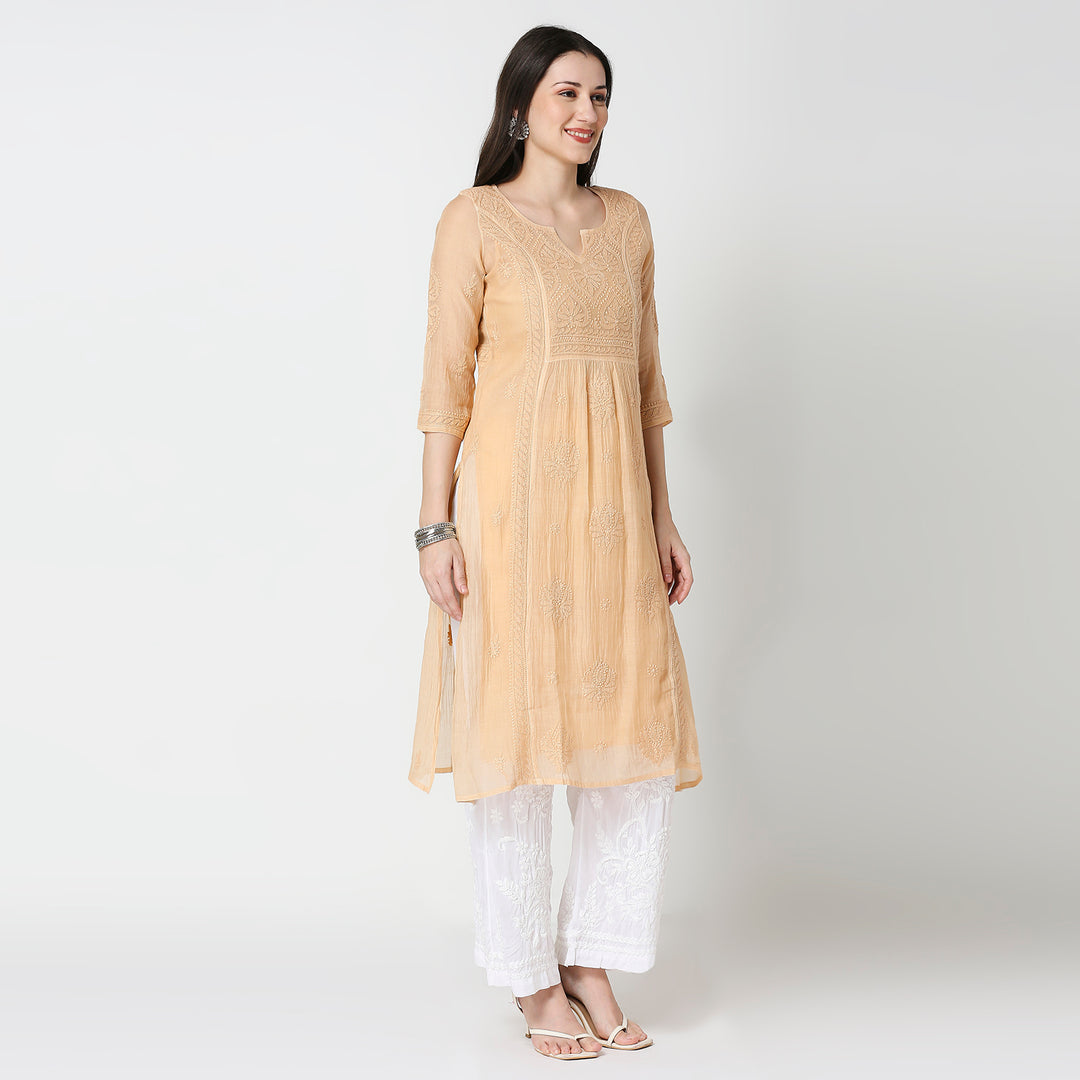 FALAK MUL CHANDERI LONG KURTI