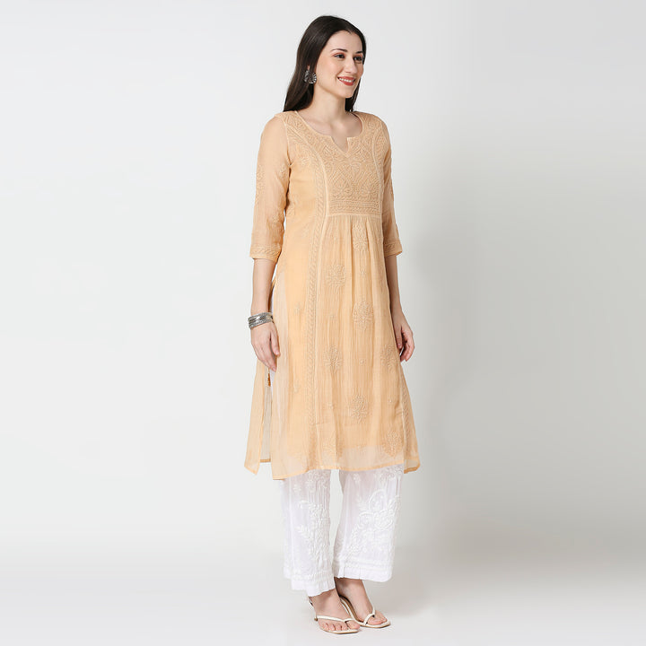 FALAK MUL CHANDERI LONG KURTI