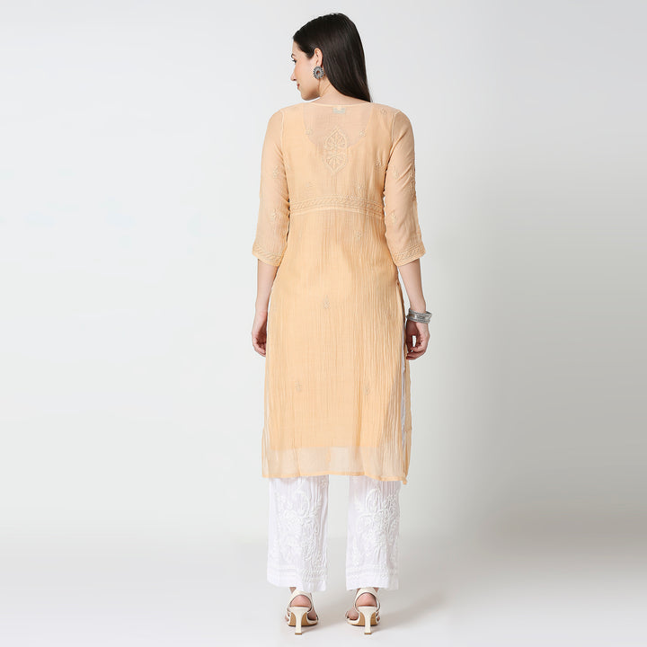 FALAK MUL CHANDERI LONG KURTI