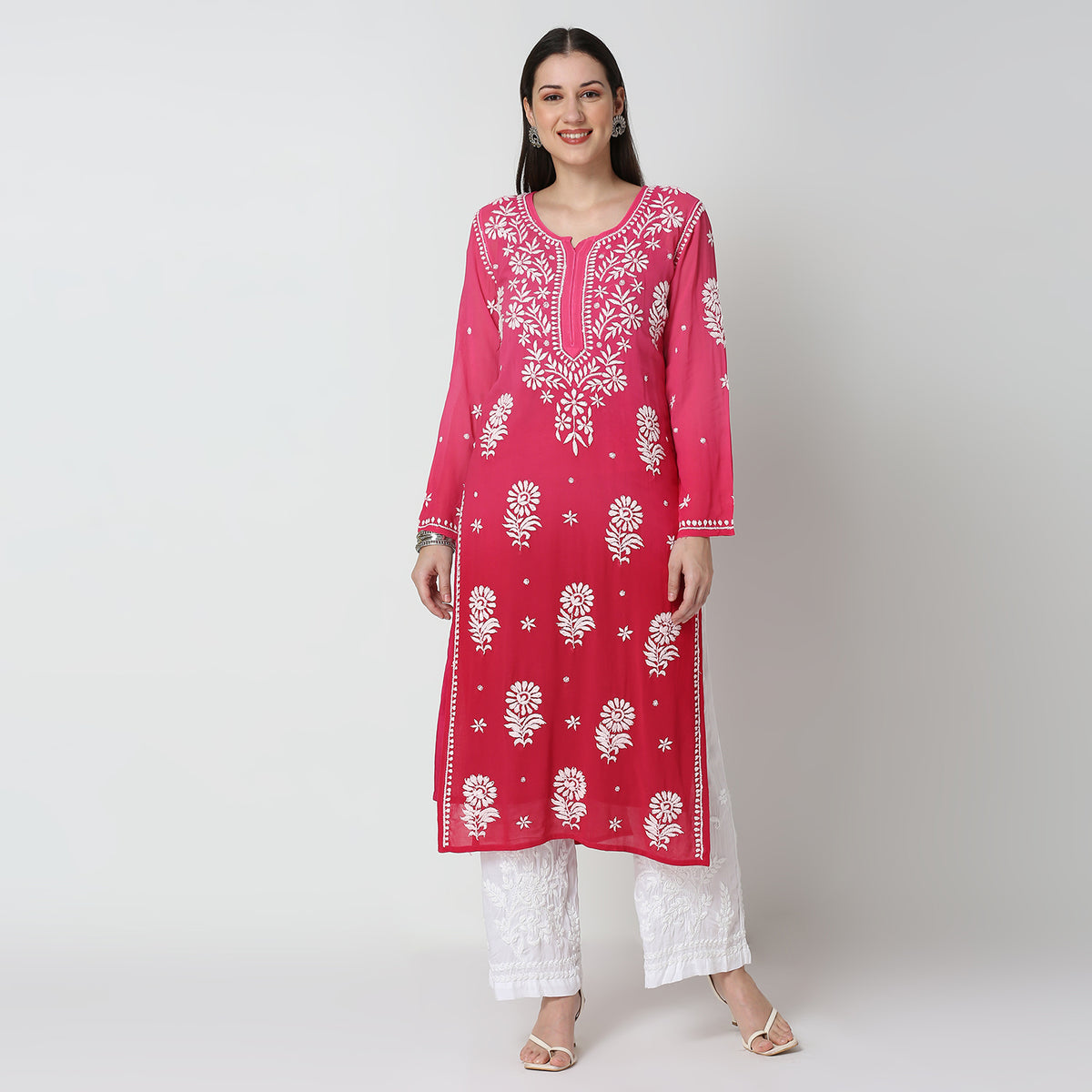 Nadiya Georgette Ombre Chikankari Kurti