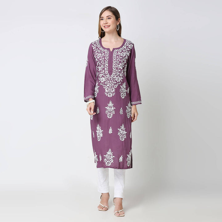 SANVI CHIKANKARI MODAL LONG KURTI