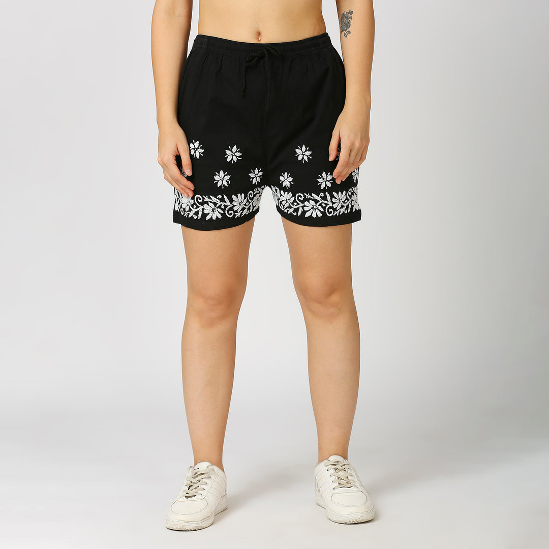 COTTON CHIKANKARI SHORTS