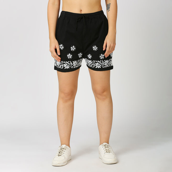 COTTON CHIKANKARI SHORTS