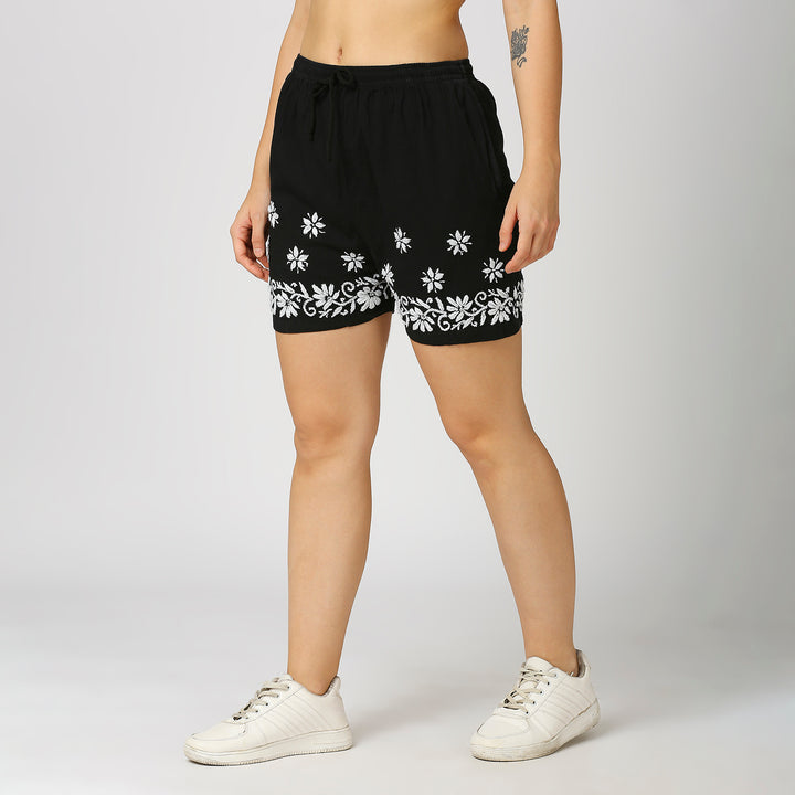 COTTON CHIKANKARI SHORTS