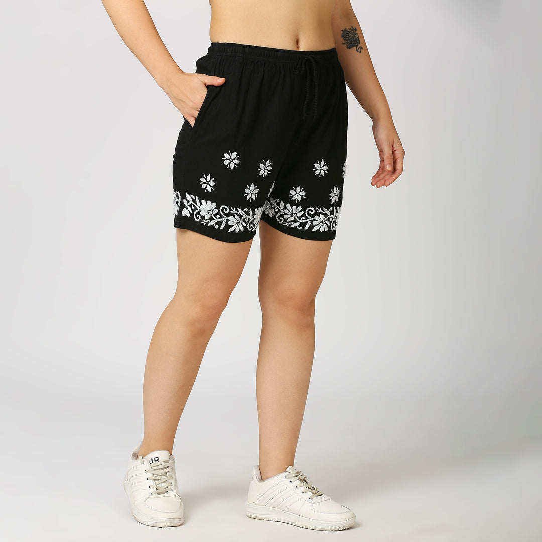 COTTON CHIKANKARI SHORTS