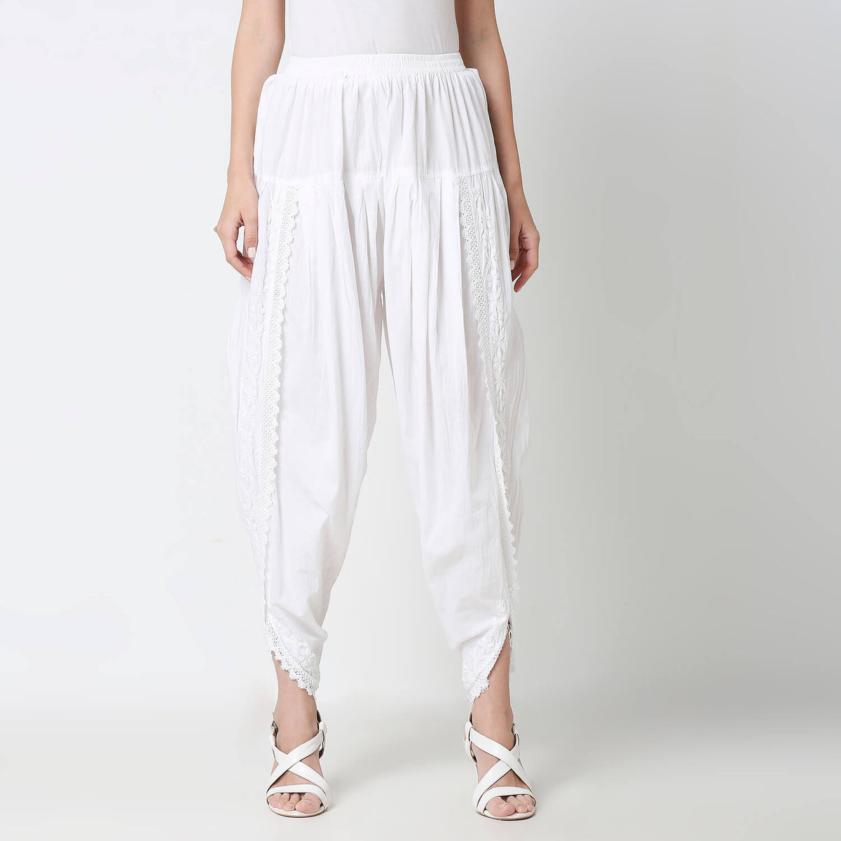 Cotton Chikankari Lace Dhoti Pant
