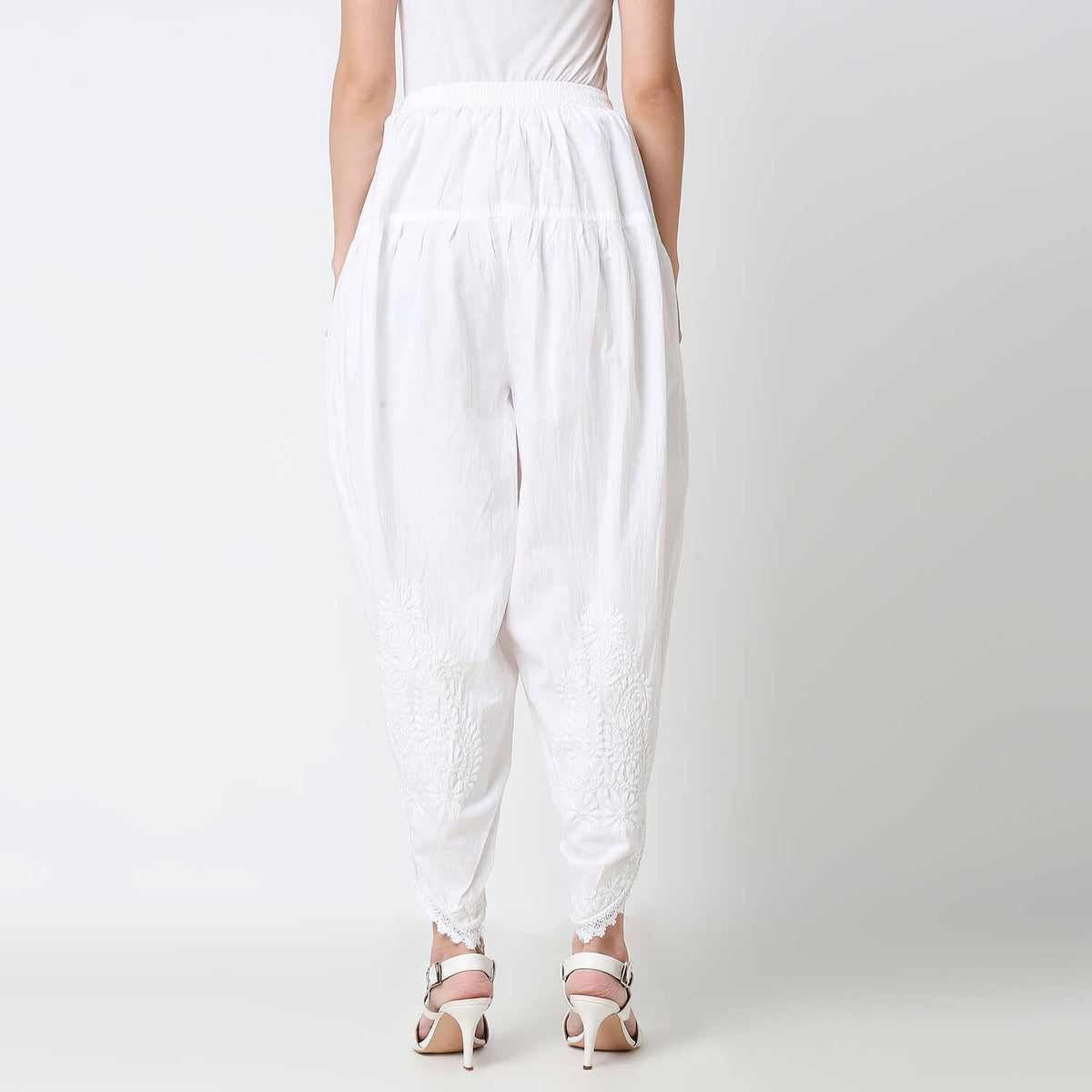 Cotton Chikankari Lace Dhoti Pant