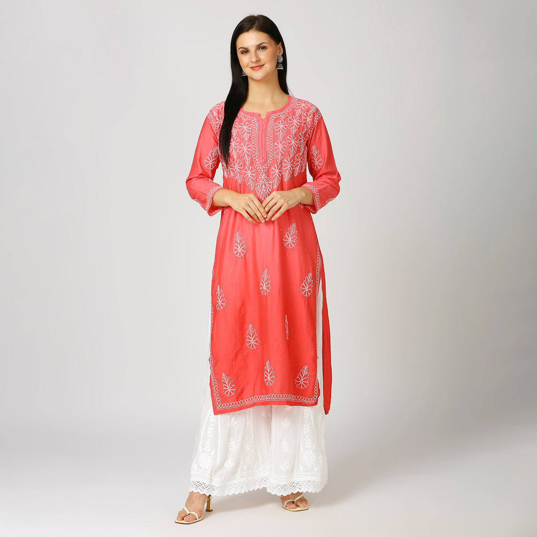 MAHEK CHANDERI CHIKANKARI KURTI