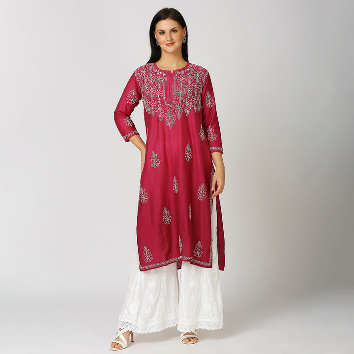 MAHEK CHANDERI CHIKANKARI KURTI