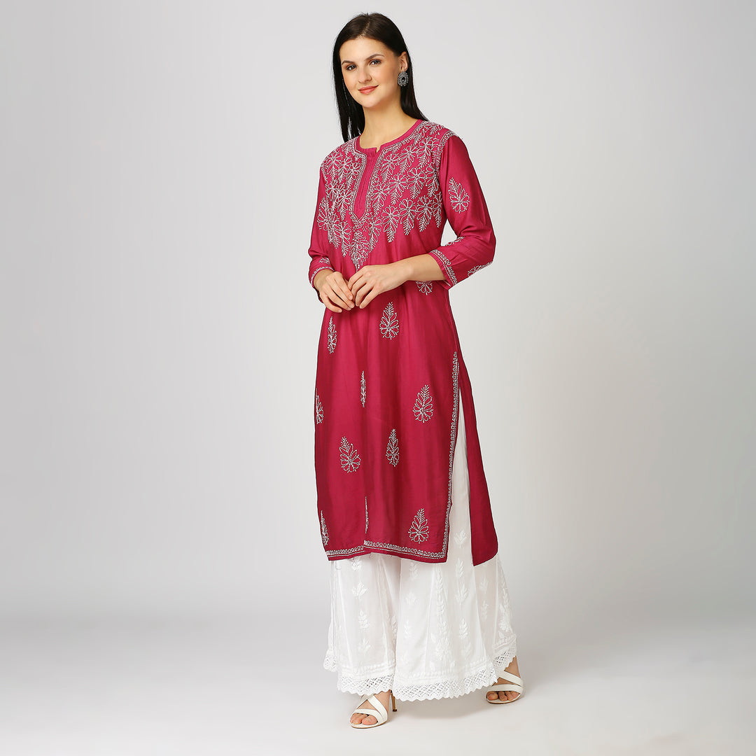 MAHEK CHANDERI CHIKANKARI KURTI