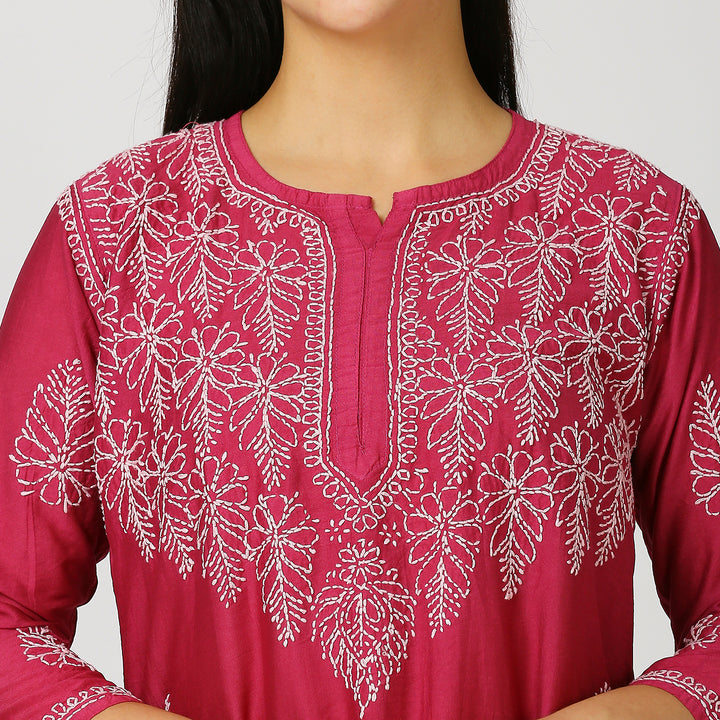 MAHEK CHANDERI CHIKANKARI KURTI