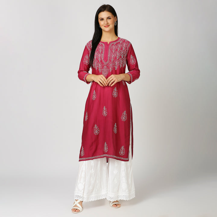 MAHEK CHANDERI CHIKANKARI KURTI