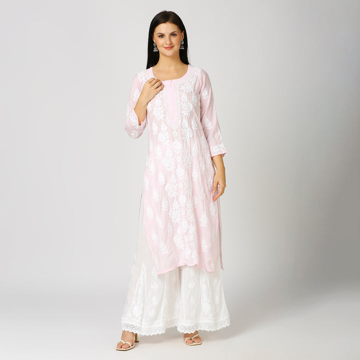 AABIDA MODAL CHIKANKARI LONG KURTI