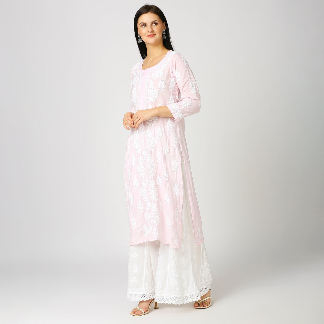 AABIDA MODAL CHIKANKARI LONG KURTI