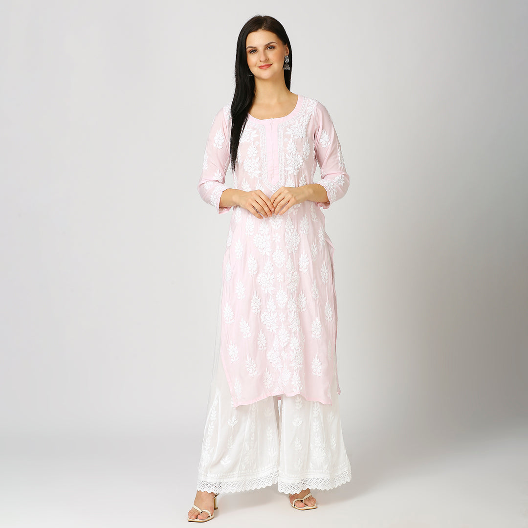 AABIDA MODAL CHIKANKARI LONG KURTI