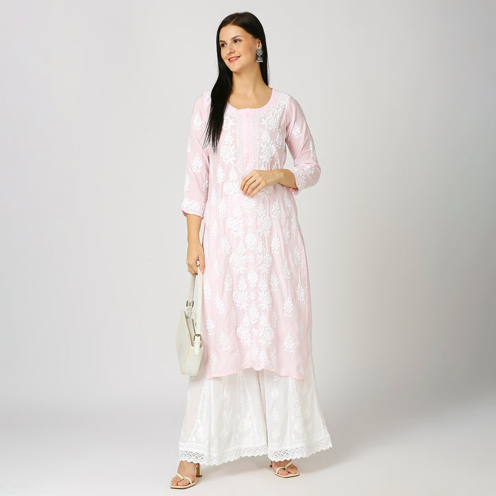 AABIDA MODAL CHIKANKARI LONG KURTI