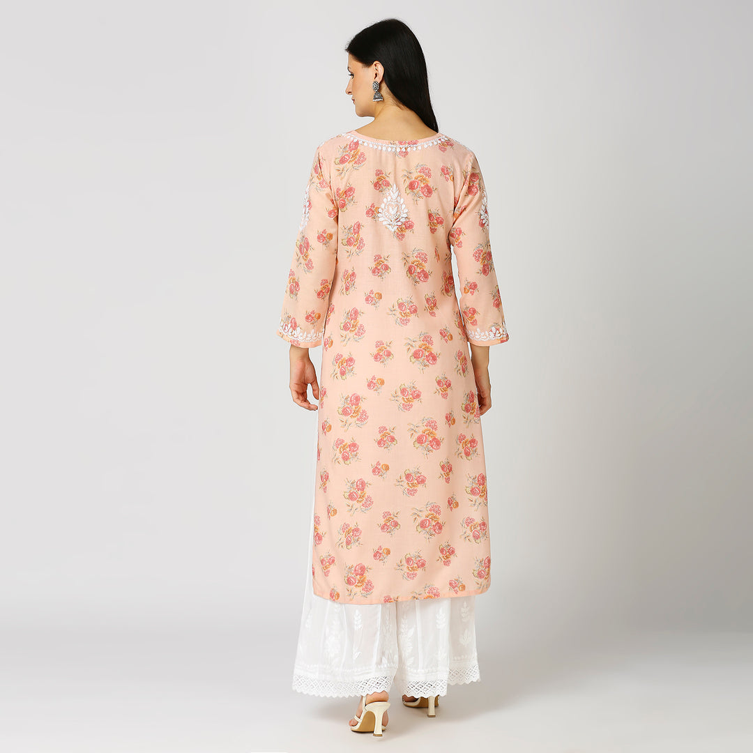 SALMA MUL COTTON PRINTED CHIKANKARI KURTI