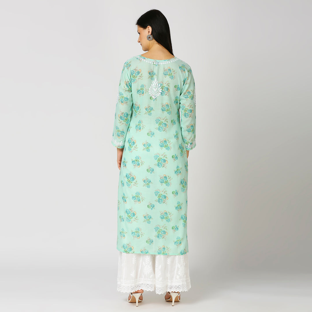 SALMA MUL COTTON PRINTED CHIKANKARI KURTI