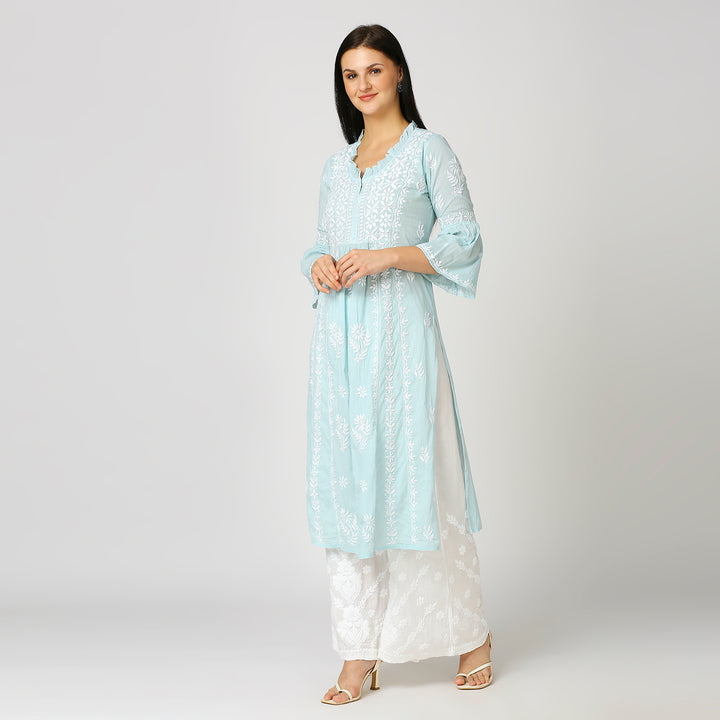 FARIA MUL COTTON CHIKANKARI NYRA KURTI