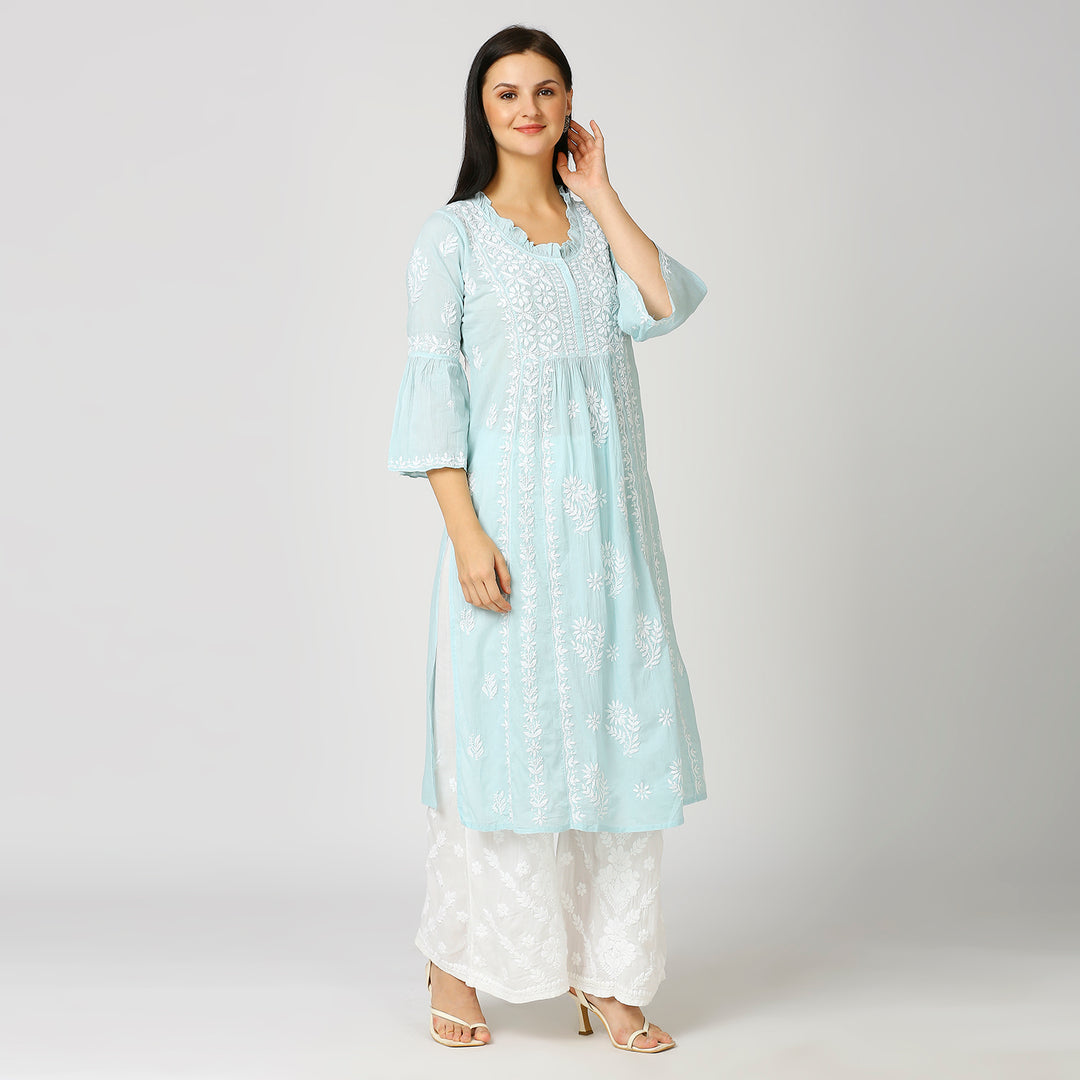 FARIA MUL COTTON CHIKANKARI NYRA KURTI