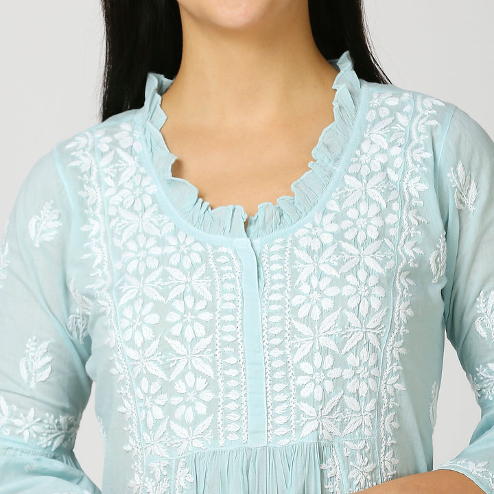 FARIA MUL COTTON CHIKANKARI NYRA KURTI