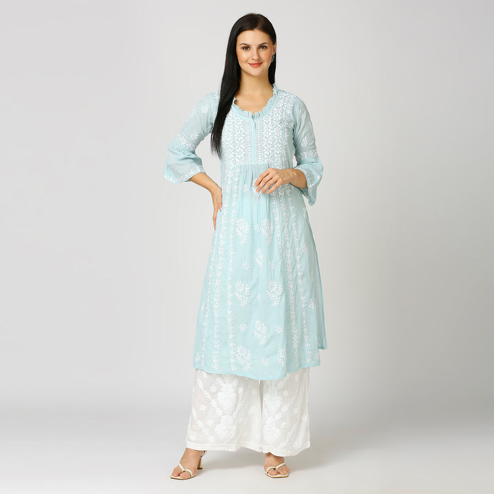 FARIA MUL COTTON CHIKANKARI NYRA KURTI