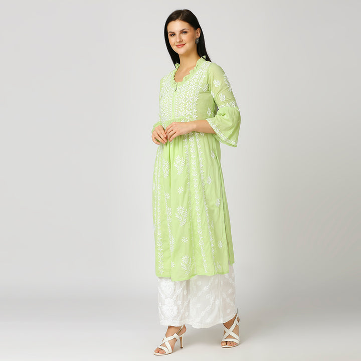 FARIA MUL COTTON CHIKANKARI NYRA KURTI