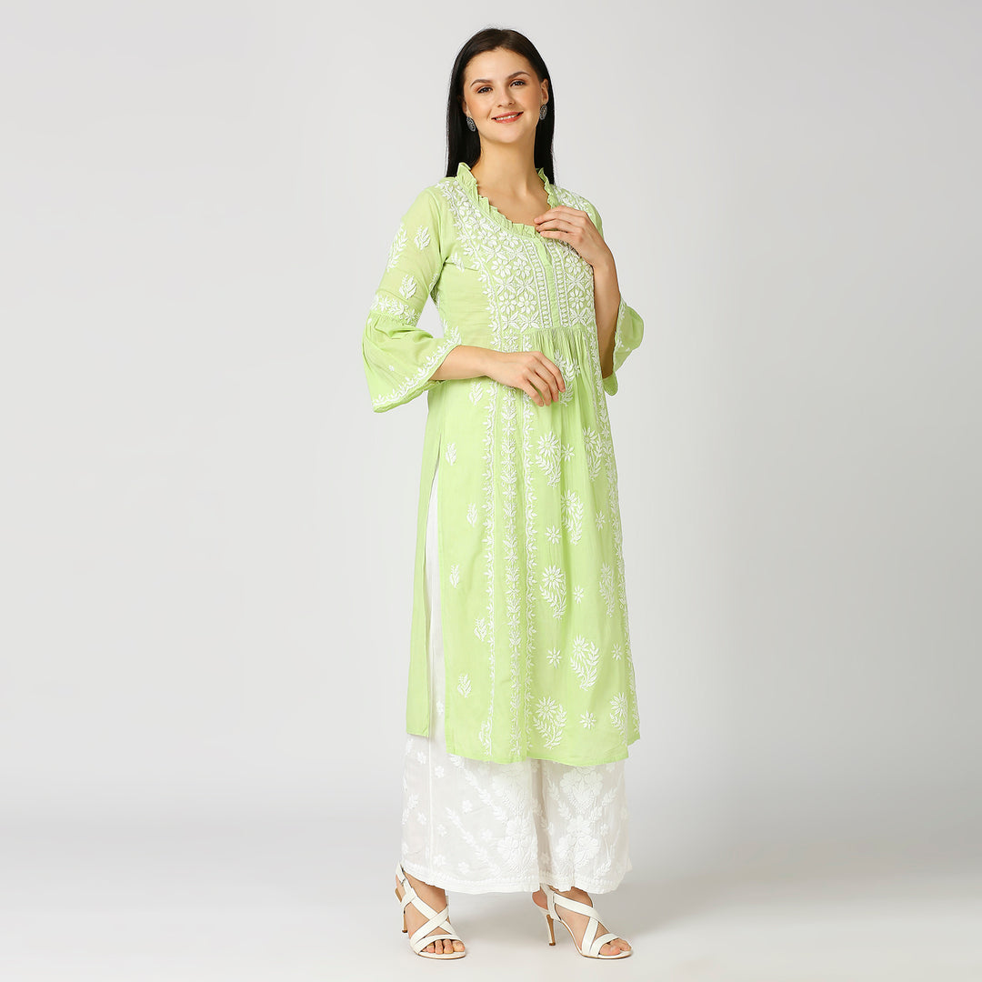 FARIA MUL COTTON CHIKANKARI NYRA KURTI