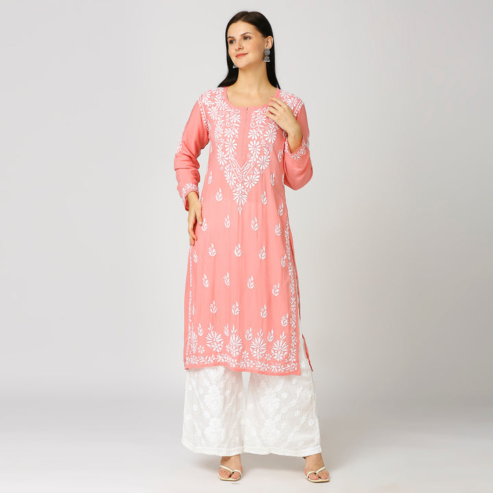 SHAMA MODAL CHIKANKARI LONG KURTI