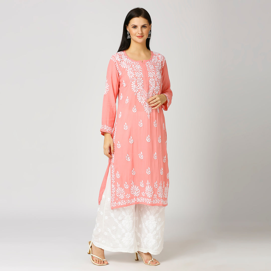 SHAMA MODAL CHIKANKARI LONG KURTI